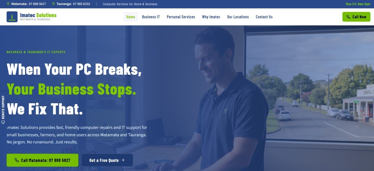 Homepage screenshot for Imatec Solutions