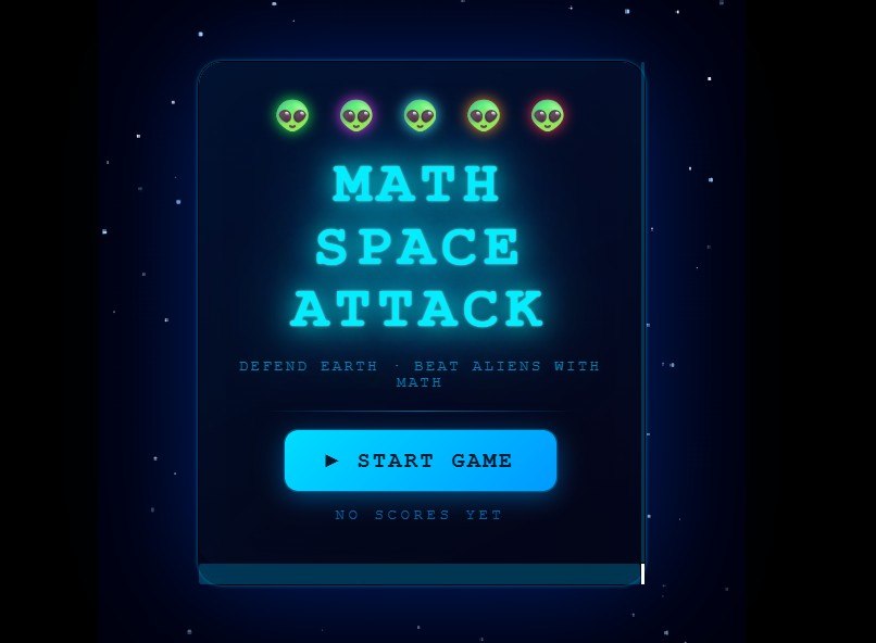 Start screen screenshot for Math Space Attack