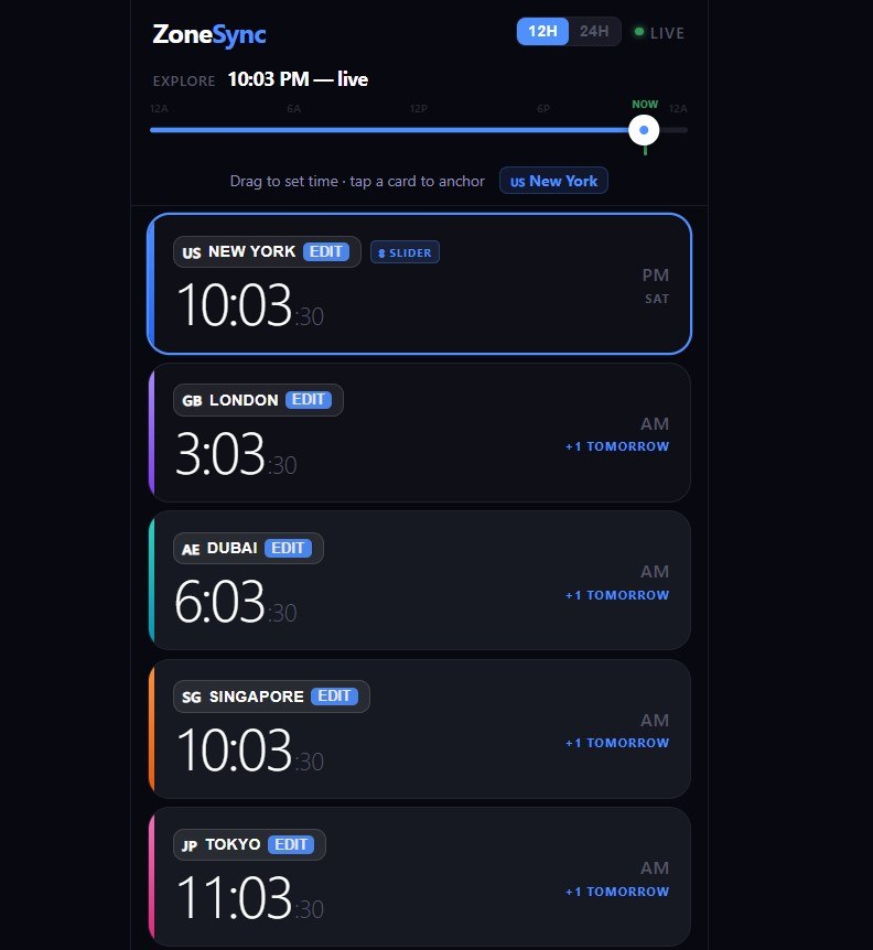 Homepage screenshot for ZoneSync